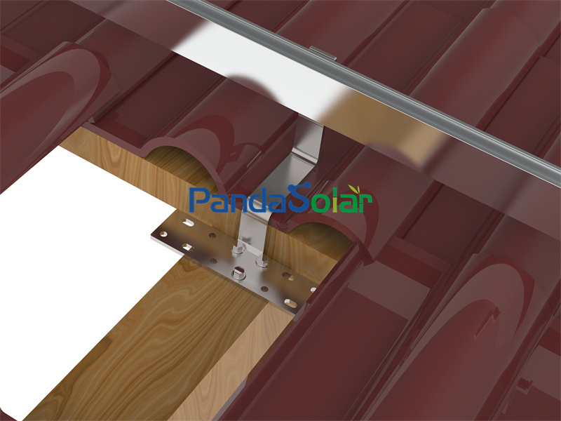PandaSolar Sistema de montaje de gancho solar Soporte de instalación de techo de tejas Estructura de estantería de gancho ajustable de metal de acero inoxidable Proveedor de kits de rieles solares de aluminio
